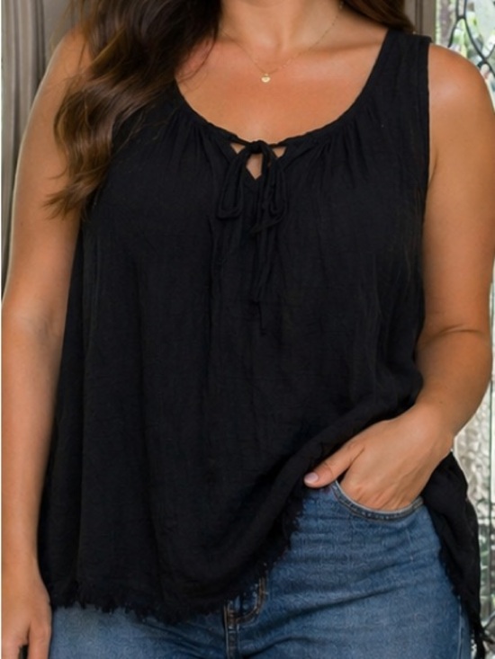 Velvet by Graham & Spencer Tops - Velvet by Graham & Spencer Black Cotton Gauze Sleeveless Medium Blouse